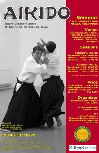 Masatoshi Yasuno Shihan seminar poster, February 2016