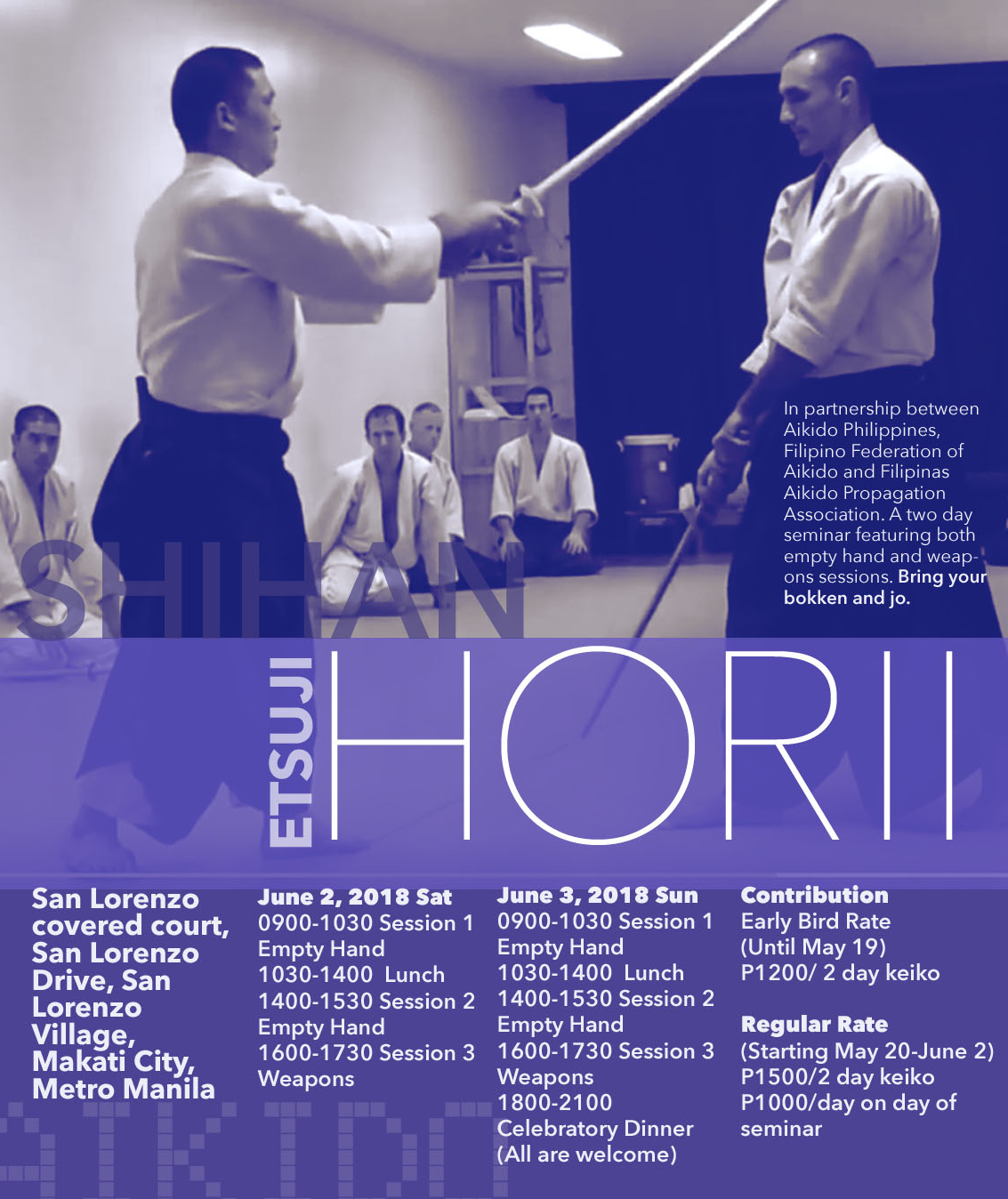Poster for the Etsuji Horii Shihan seminar, June 2018